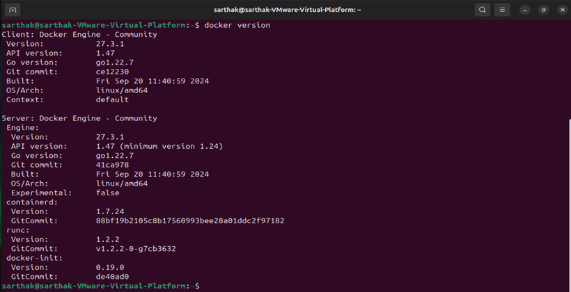 Verify the Docker Installation- Docker Version